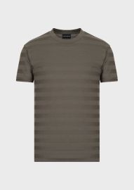 Jersey T-shirt with jacquard pattern at Armani